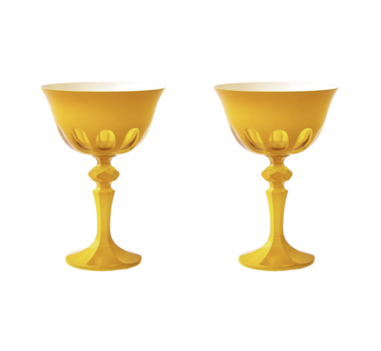 Rialto Glass Coupe, Saffron,  Set of 2